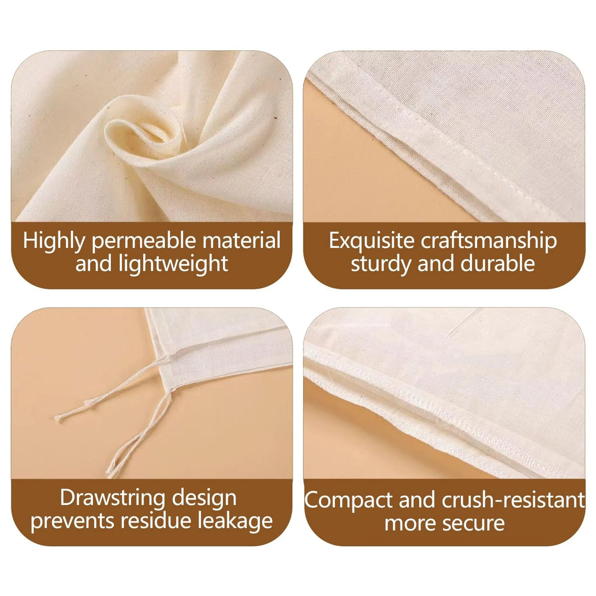 30 Pcs Natural Cotton Spice Bags for Various Sizes (M, L)