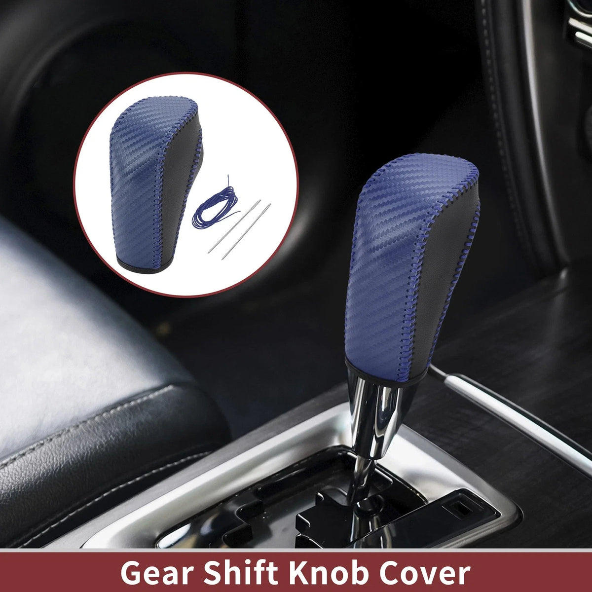 1 Pc Gear Shift Knob Cover for Ford Fiesta (2009–2012) Blue Faux Leather