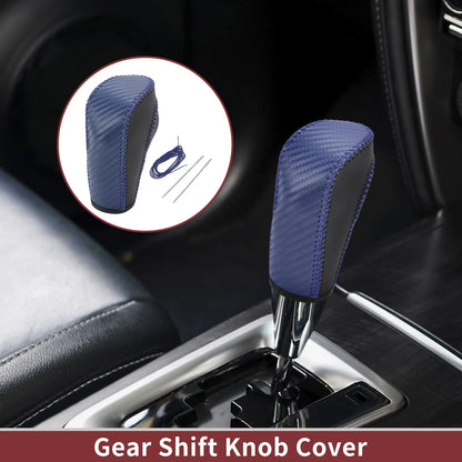 1 Pc Gear Shift Knob Cover for Ford Fiesta (2009–2012) Blue Faux Leather