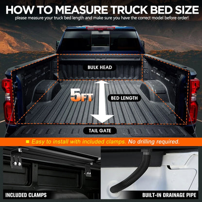 Retractable Tonneau Cover for Toyota Tacoma 24-26 w/ 2x Mounting Rails