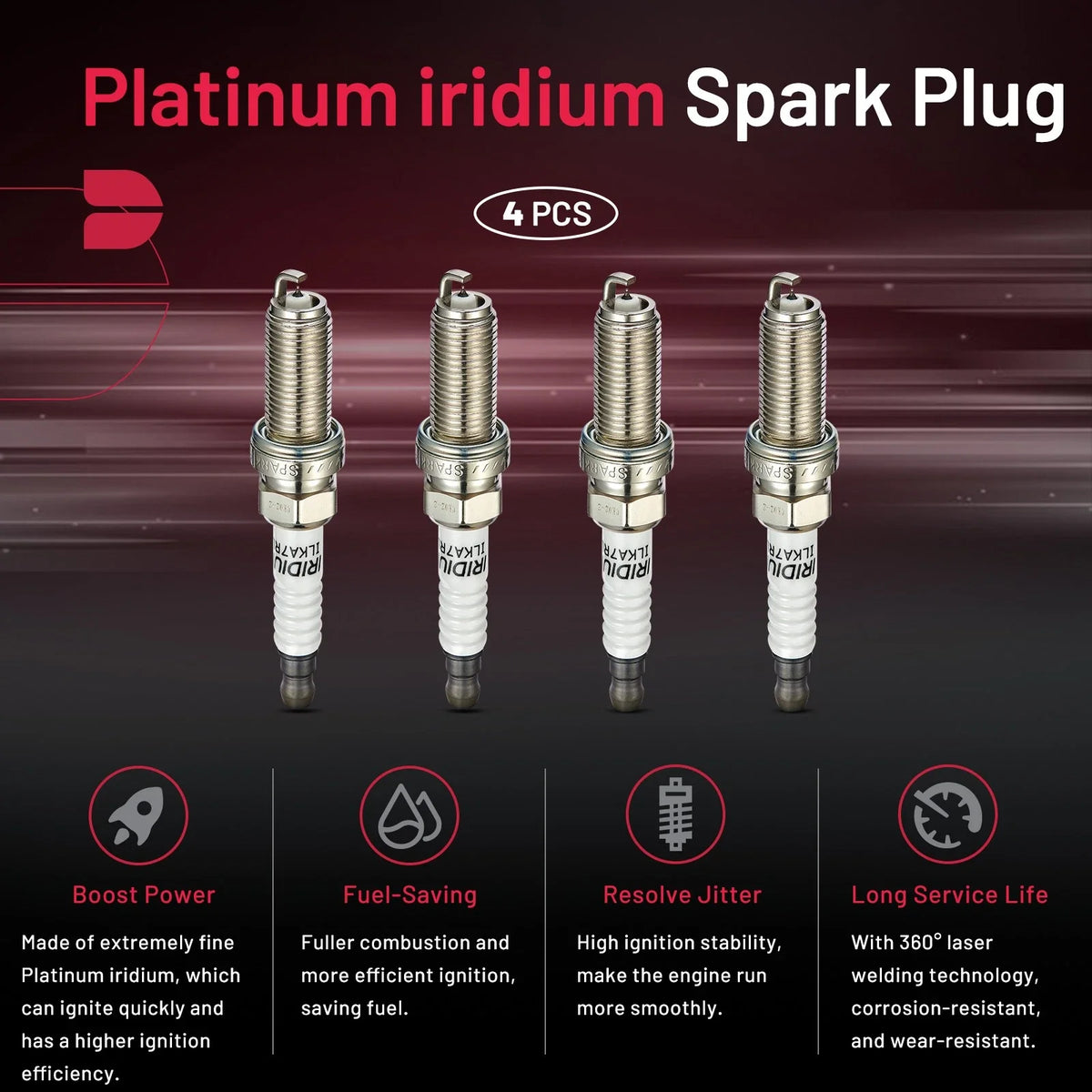 Set of 4 Iridium Spark Plugs for Acura TLX (2016–2020) XP5682