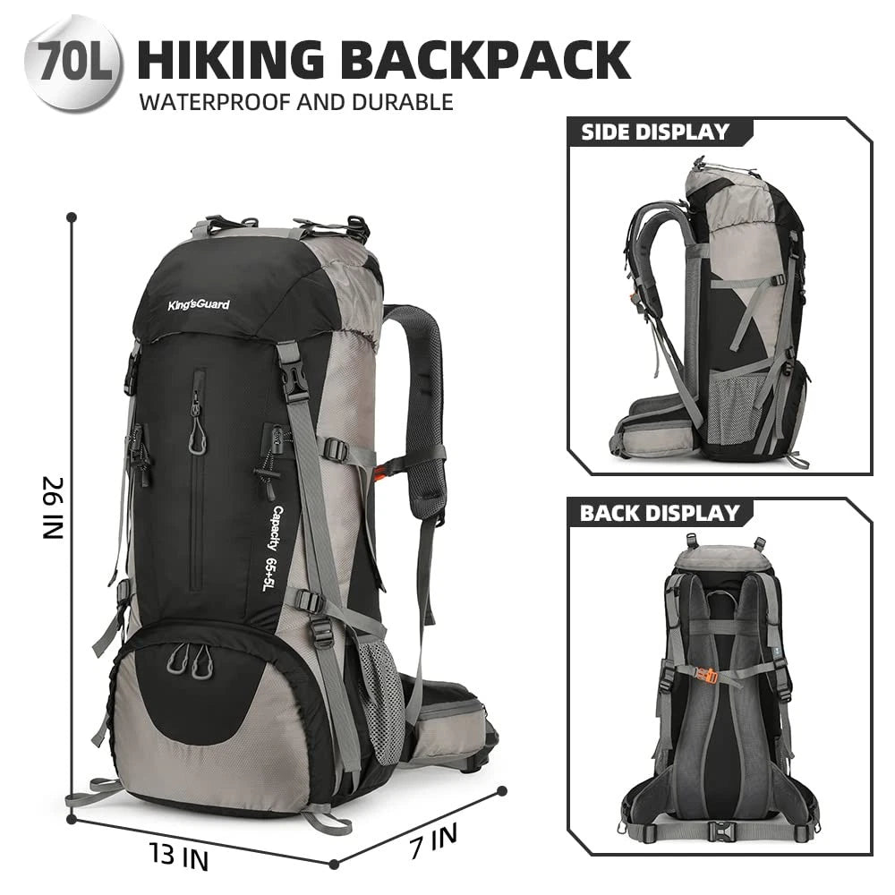 70L Hiking Backpack with Rain Cover Lightweight Waterproof Travel Camping