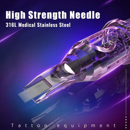 20Pcs Tattoo Cartridge Needles Assorted Sizes Round for Tattoo Machines