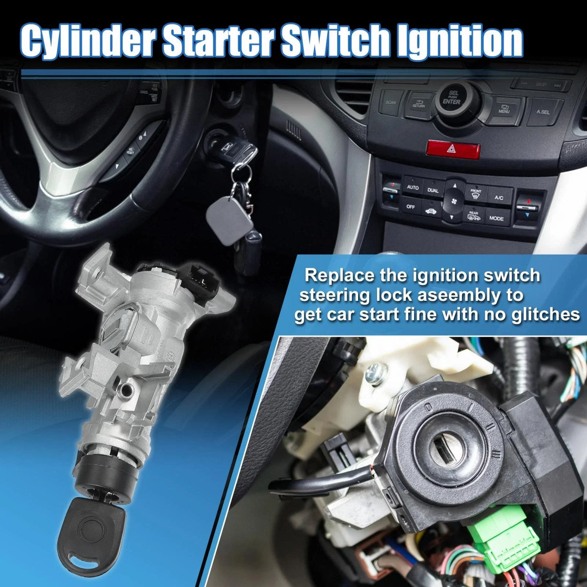 Set of 1 Ignition Switch Steering Lock Cylinder with Key 1K0905851B for VW Audi (2000–2023)