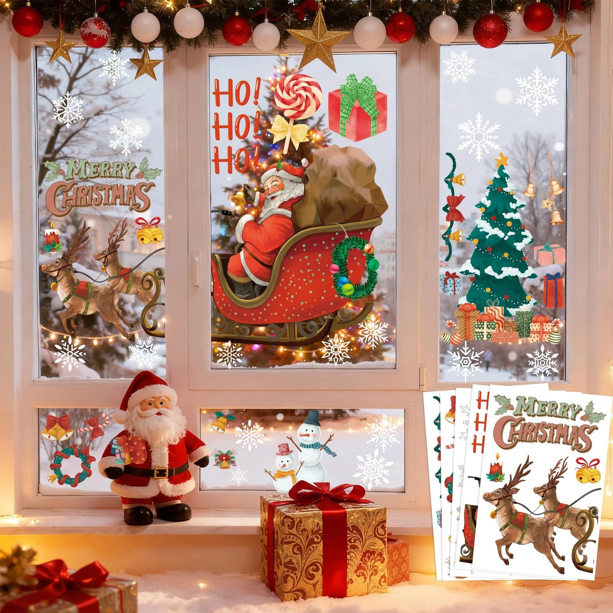 Snowflake Window Clings Stickers for Christmas Party Decorations