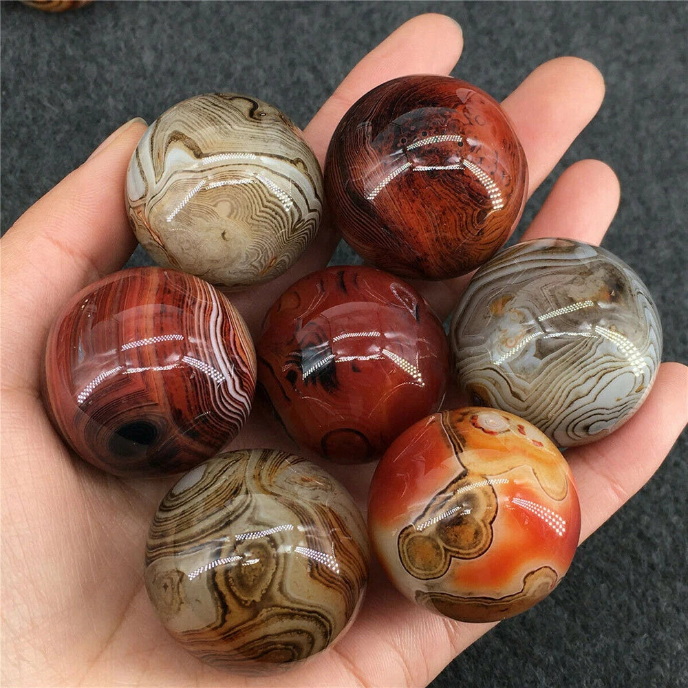2pc Natural Silk Sardonyx Agate Sphere 30MM Quartz Crystal Ball