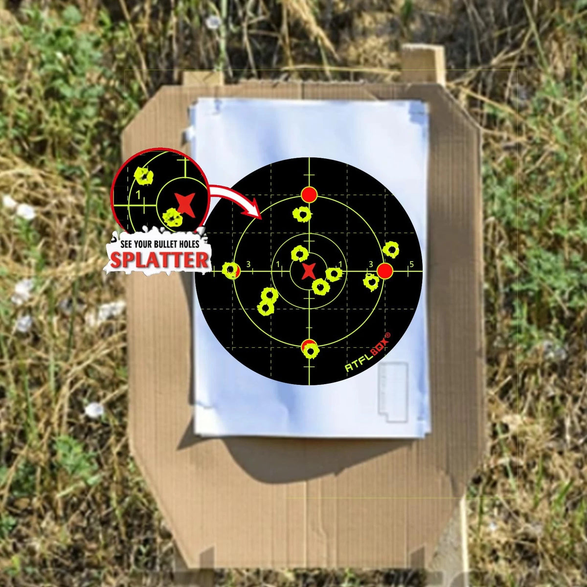 6 Inch Splatter Adhesive Bullseye for Fluorescent Yellow