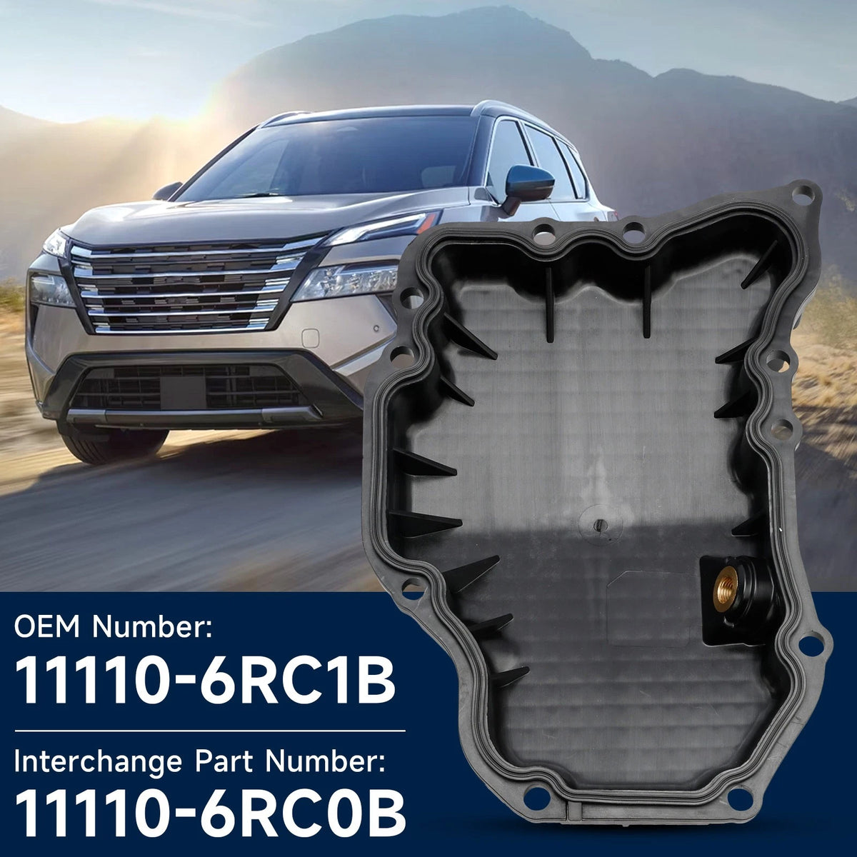 Replacement Engine Oil Pan for Nissan Rogue 1.5L (2023–2024) 11110-6RC1B, 11110-6RC0B