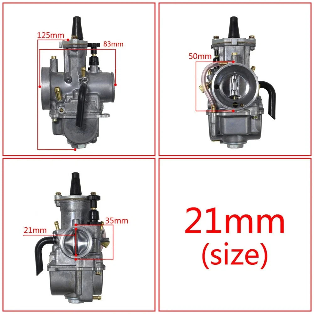 21mm Carburetor with Power Jet for PWK21 50-100cc Engine (2/4 Stroke ATV)
