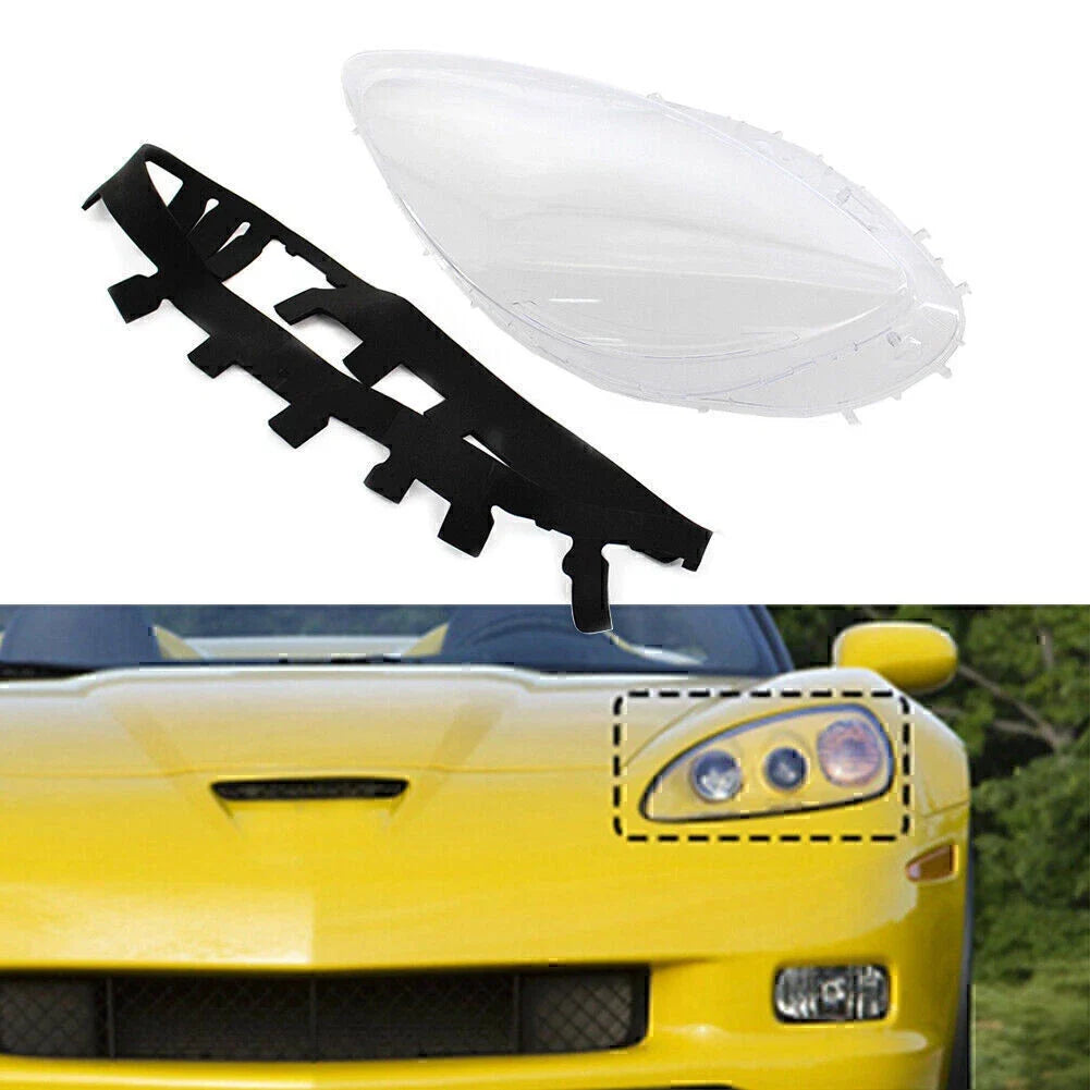 Clear Left Side Headlight Lens Cover + Gasket for Chevrolet Corvette C6 (2005–2013)