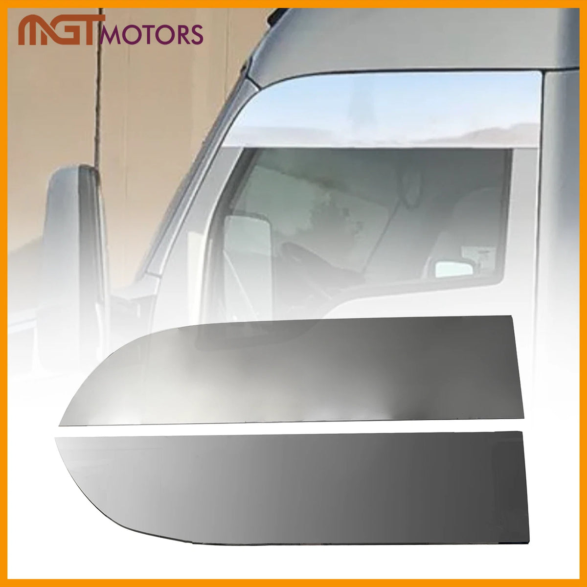 2Pcs Stainless 8" Chopped Window Trim for Kenworth T680/T880 (2013–2023) 906014