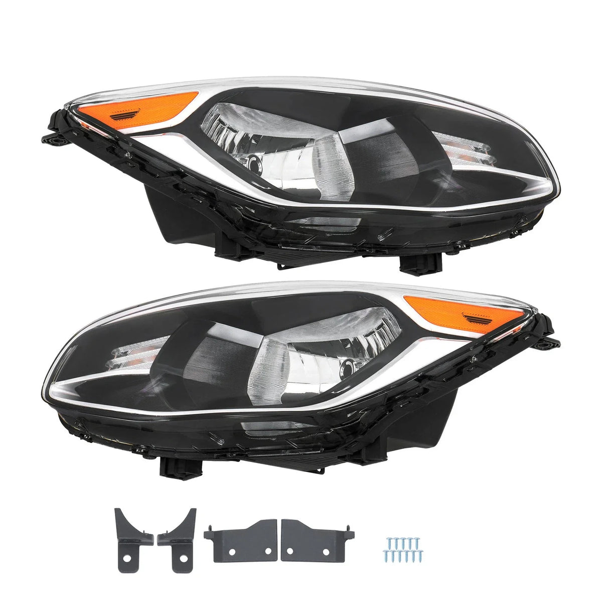 Pair of Black Housing Halogen Headlights for Kia Soul (2014–2019)
