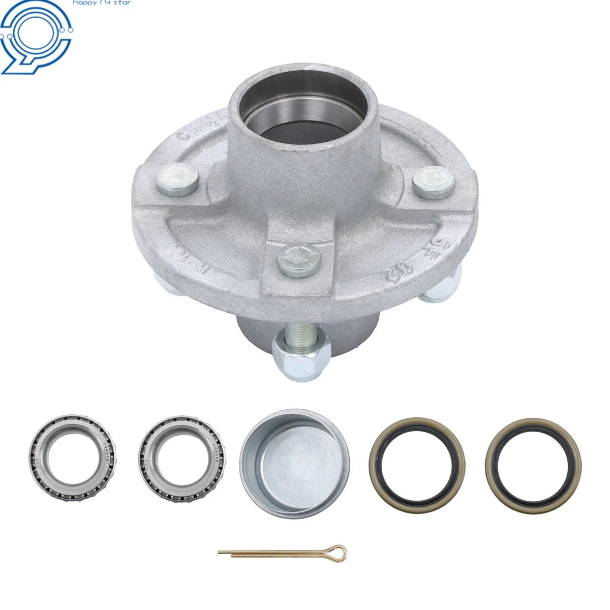 Idler Hub Kit for Boat Trailer (2000 lbs, 4 Lug, 1 1/16 Inch Bearings)