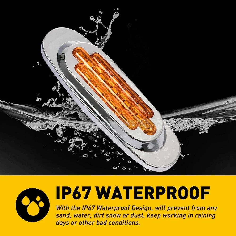 2X Amber 16-LED Side Marker Lights for RV Truck Trailer (Waterproof)