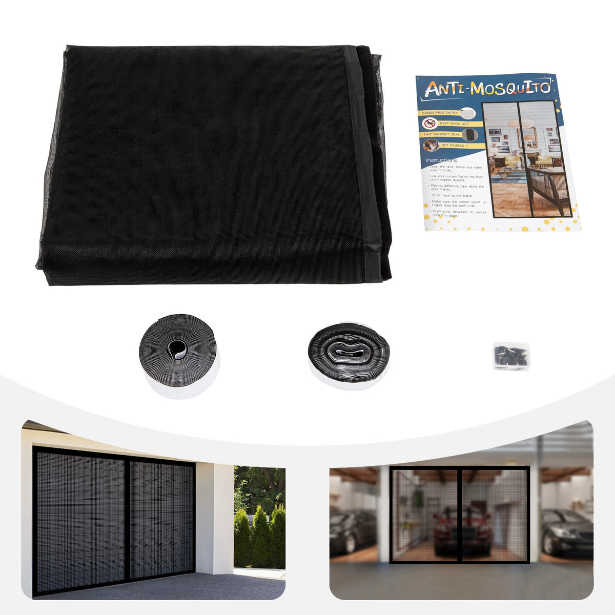 Magnetic Garage Door Screen for Garage (Heavy-Duty Insect Bug Mesh)