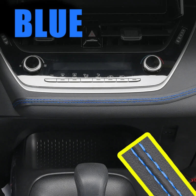 2Pcs Blue 2M PU Leather Dashboard Trim for Car Decor