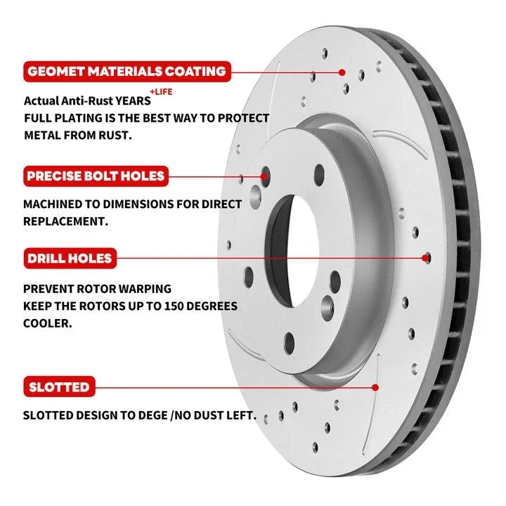 Front & Rear Brake Rotors and Pads for Ford F-150 (2009) - 4.6L, 5.4L