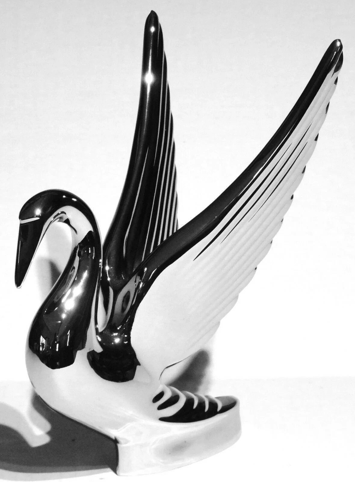 Swan Hood Ornament Pull for Flat Hoods Chrome 7.5" Tall (UP#72001)