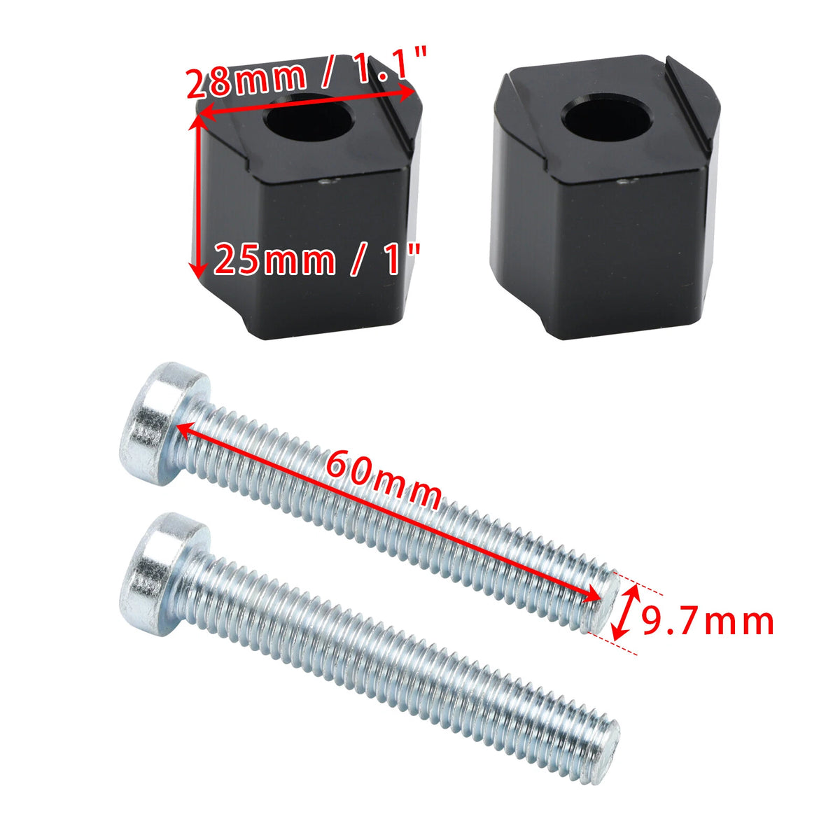 Set of 2 Handlebar Riser Spacers +25mm for KTM 390 790 890 1290 Adventure (2019–2024) M537-A073-BLK