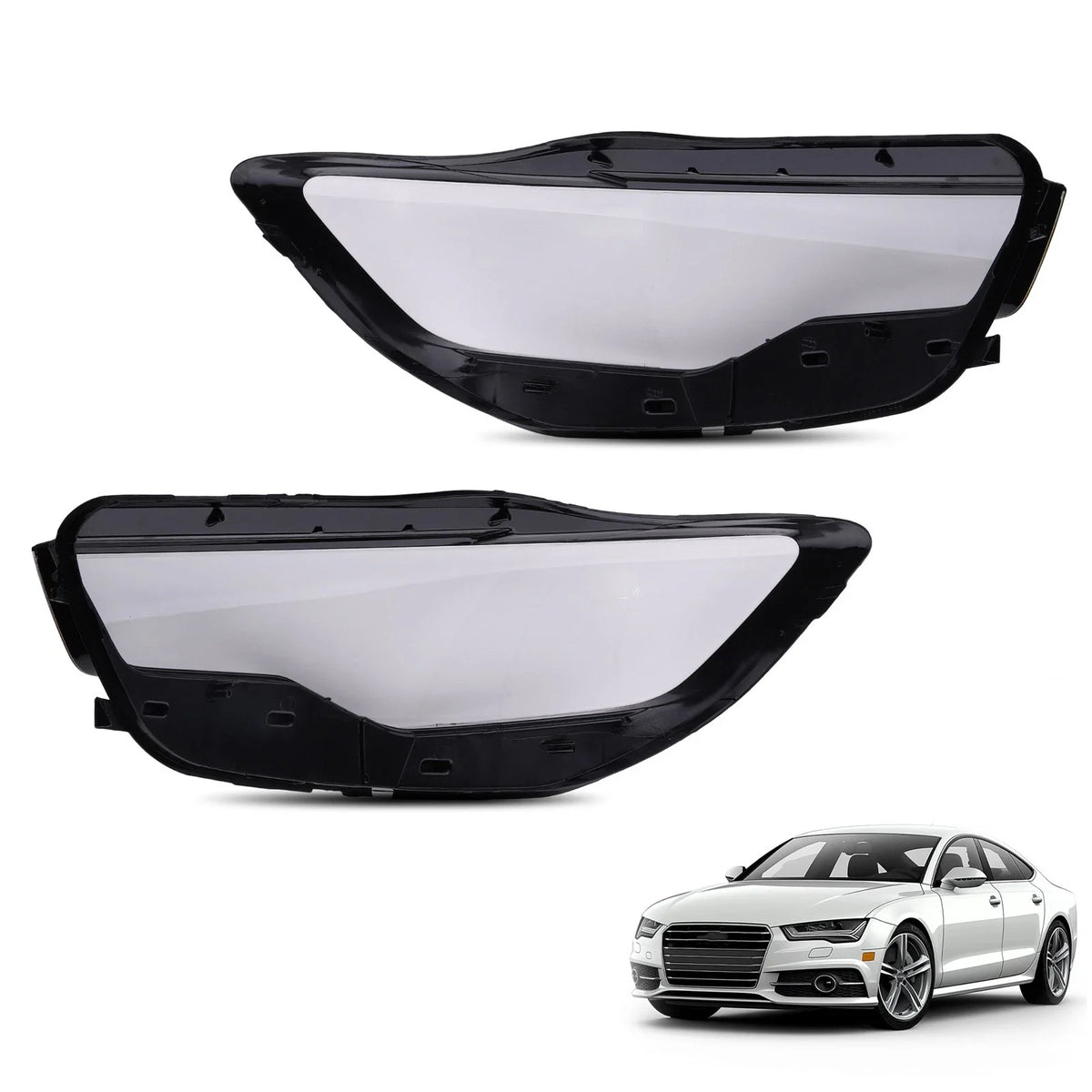 2X Headlight Lens Cover for Audi C7 A6L A61 (2011–2015) 4G0941043E 4G0941005B