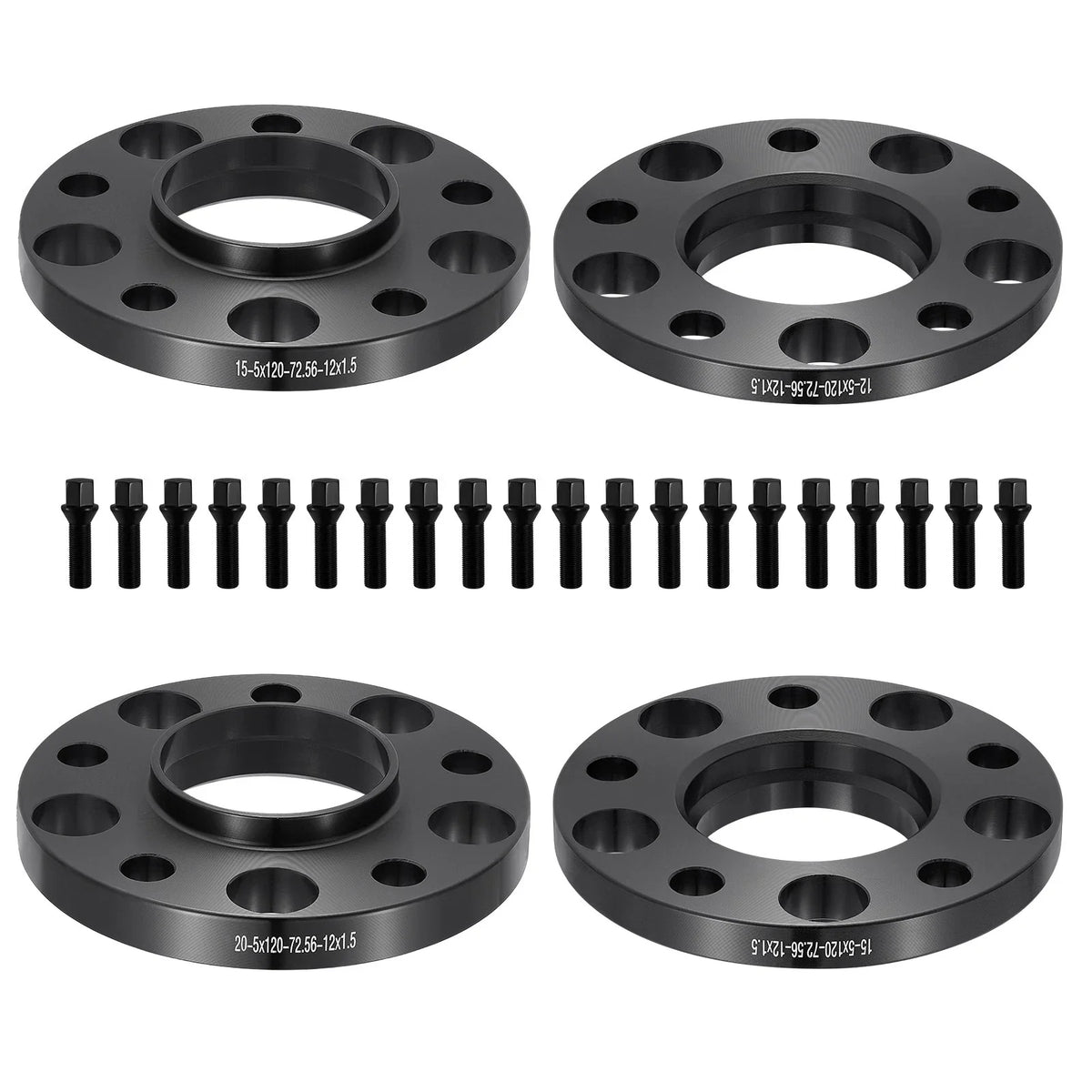 Set of 4 Hubcentric Wheel Spacers 15mm 20mm 5x120 72.56 CB for BMW 750iL (1995–2001)