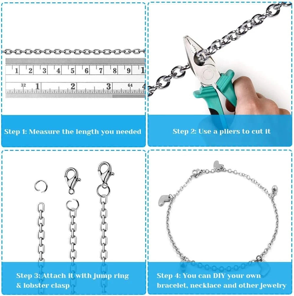 50 Feet Stainless Steel Chains for Jewelry Making