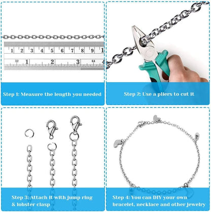50 Feet Stainless Steel Chains for Jewelry Making