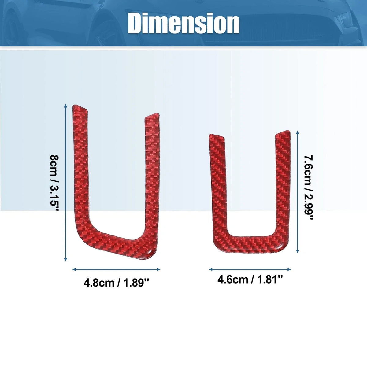 3pcs Steering Wheel Insert Cover Trim Stickers for Ford Mustang (2015–2022) Red