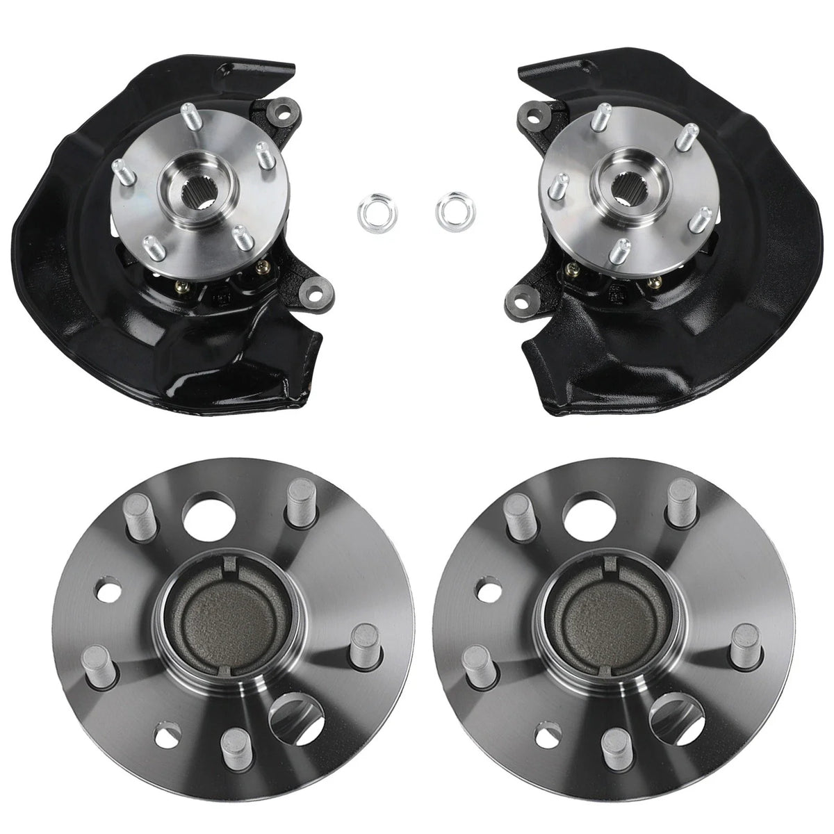 4X Front Steering Knuckle w/ Rear Wheel Hub Bearing for Toyota Camry (2007–2009)