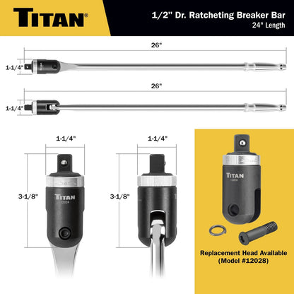 1/2-Inch Drive x 24-Inch Heavy-Duty Ratcheting Chrome Tool for Titan