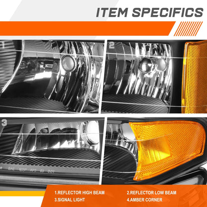 Bumper Headlight Lamps for Chevy Colorado/GMC Canyon (2004–2012)