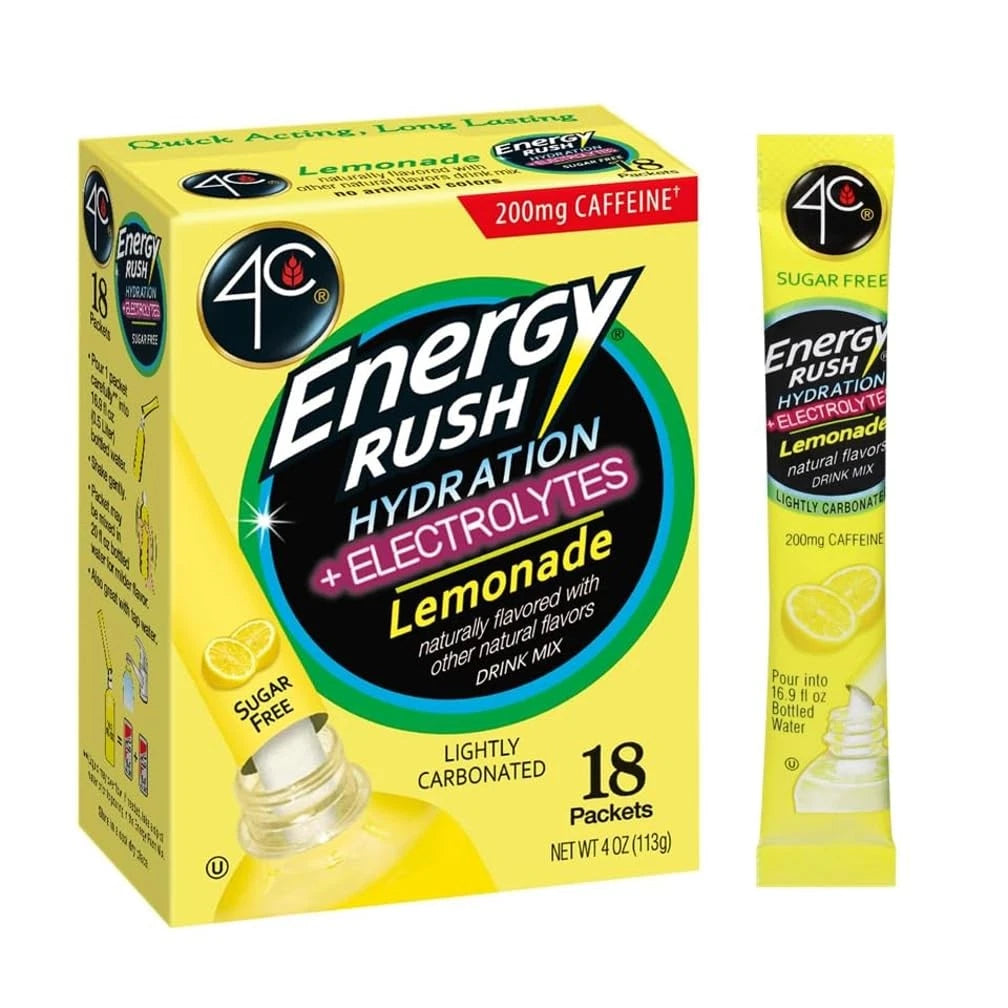 4C Energy Rush PSD with Electrolytes 18ct Lemonade Single Serve