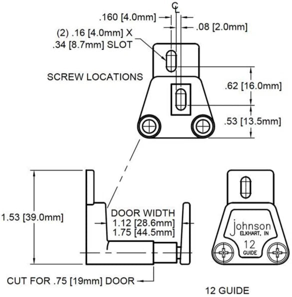 10-PK Pocket Door Guide PDH-G12-WHT for 1-1/8" to 1-3/4" Door