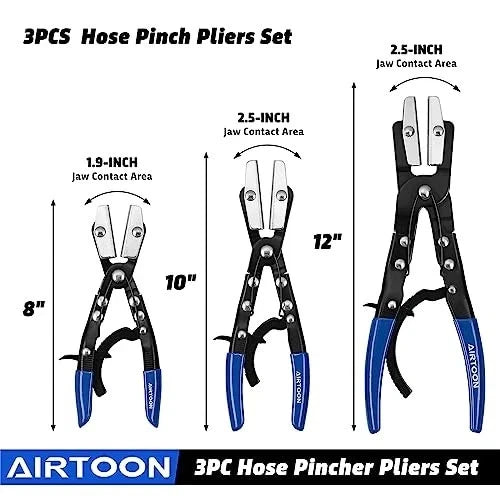 3-Pack Hose Pinching Pliers Set, Automatic Locking Ratcheting