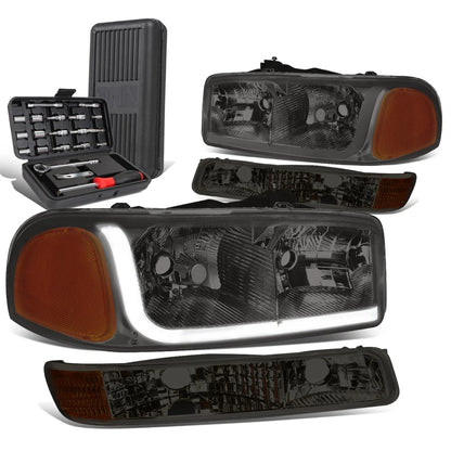 LED DRL Bar Smoked/Amber Headlight Bumper Lamp for GMC Sierra (1999–2007)