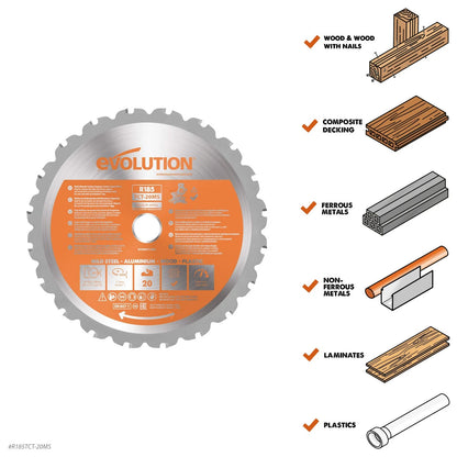 7-1/4 in. TCT Blade for Evolution Power Tools Rage (R185TCT-20MS)