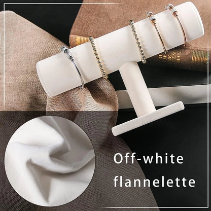 Bracelet Holder Display Stand Velvet T-bar Jewelry Organizer Beige