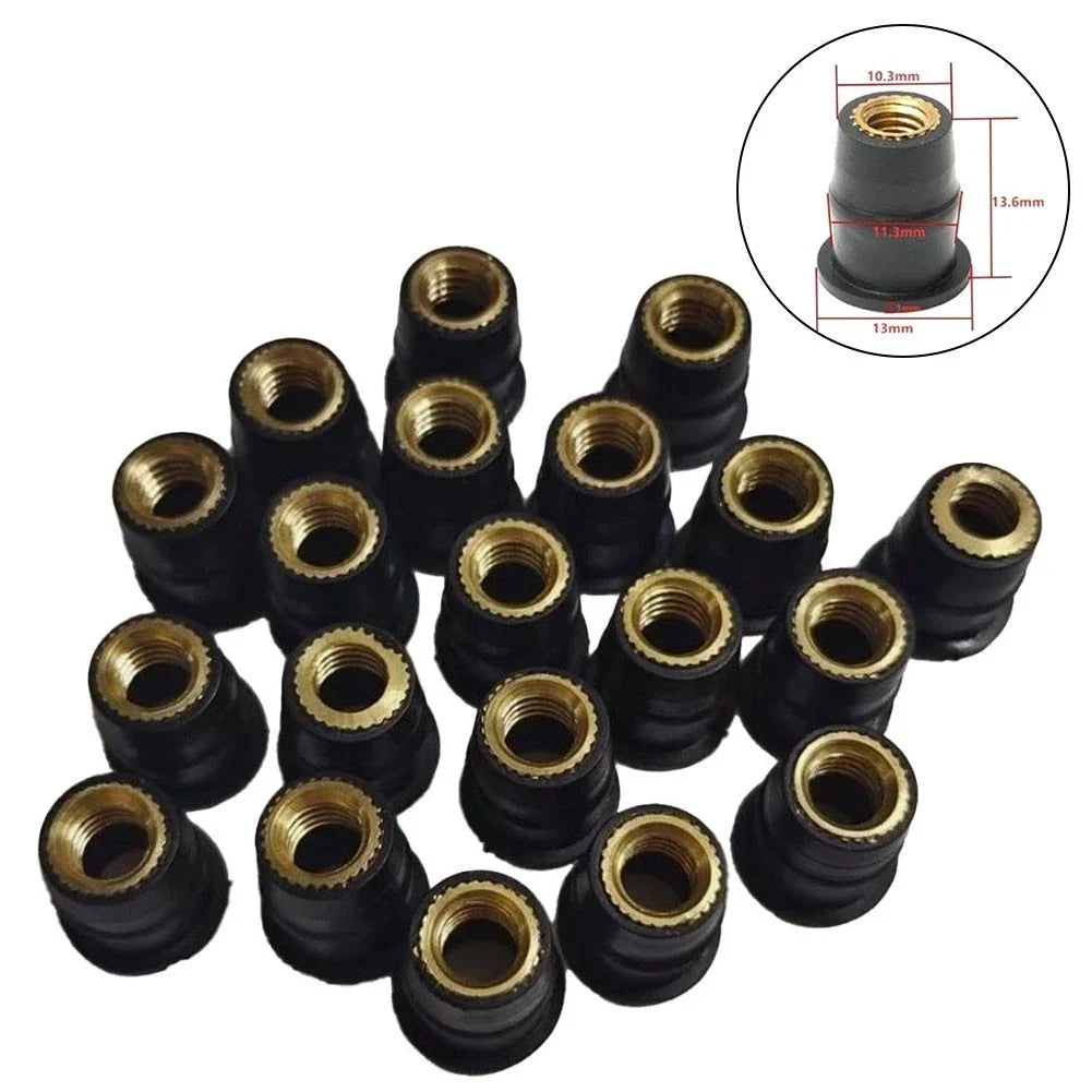 20 M6 Rubber Well Nuts for Motorcycle Body Parts (Universal)