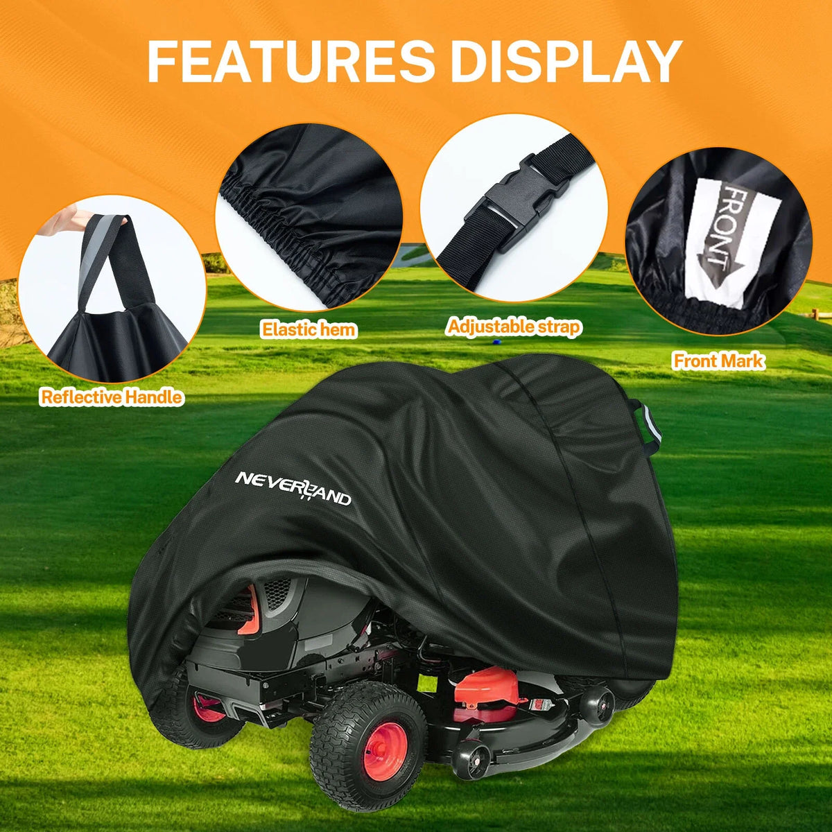 Waterproof Lawn Tractor Cover for Riding Mower (72''L)