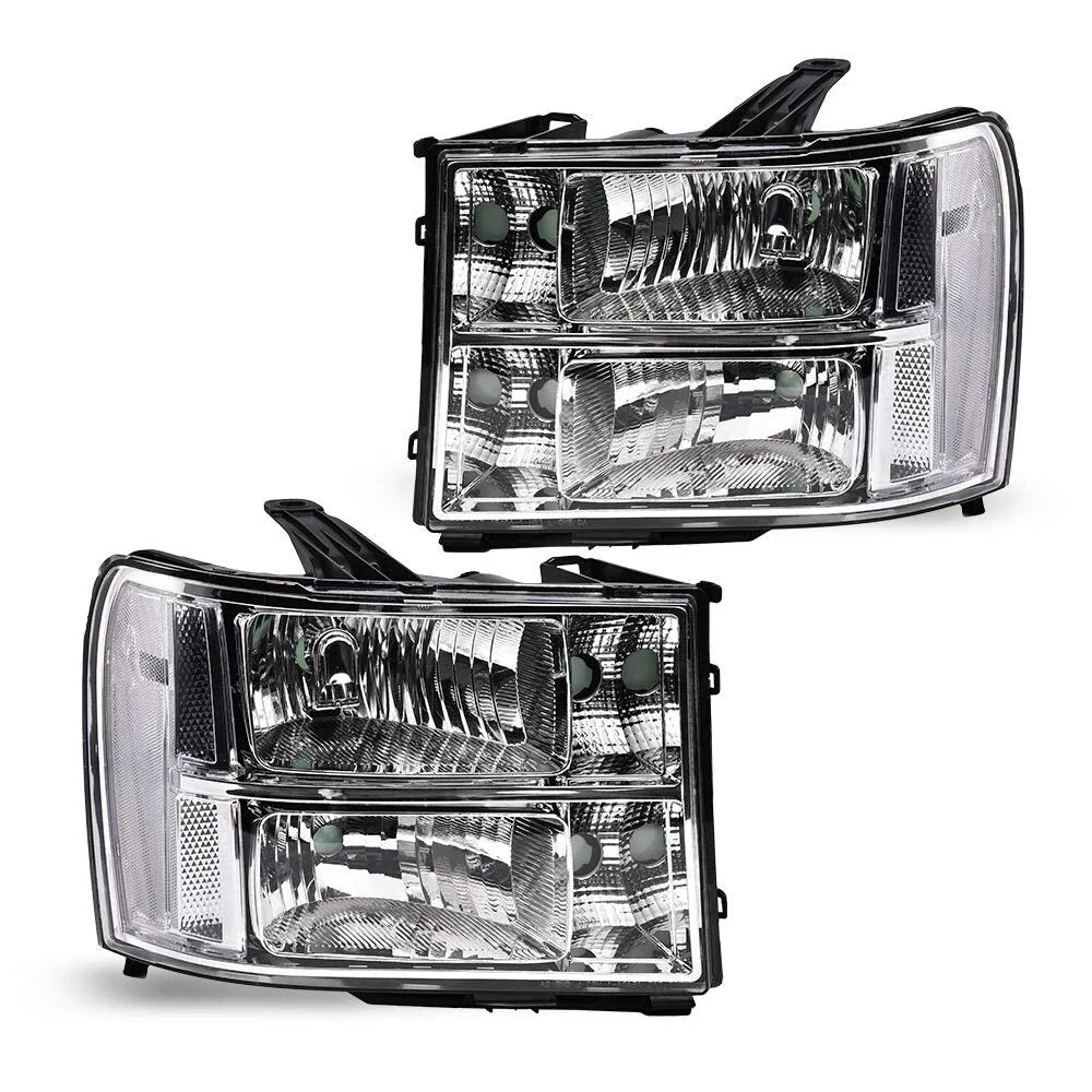 Pair of Clear Lens Headlights for GMC Sierra 1500 2500HD 3500HD (2007–2013)