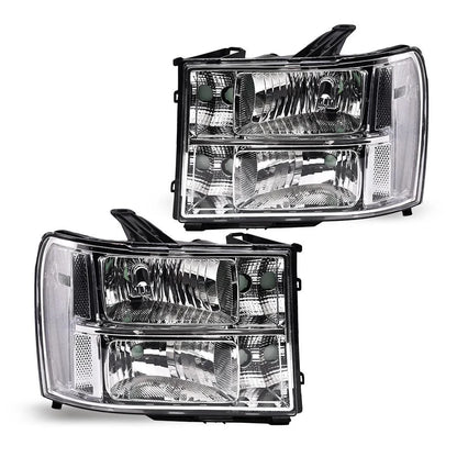 Pair of Clear Lens Headlights for GMC Sierra 1500 2500HD 3500HD (2007–2013)