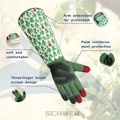 Set of 2 Rose Pruning Gloves for Women with Reinforced Fingertips
