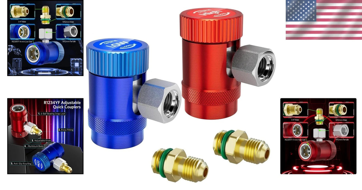 Set of 2 R1234yf Quick Couplers for AC Refrigerant Manifold Gauge Adapters