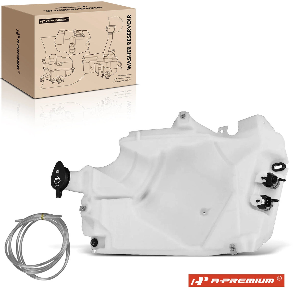 Washer Reservoir w/ Cap & Pump & Sensor for Chevrolet Buick GMC (2000–2023) - 25796345PFM, 25796345-PFM, GM1288248