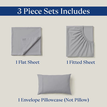 3-Piece Twin XL Cotton Sheet Set - 400 Thread Count Sateen Weave