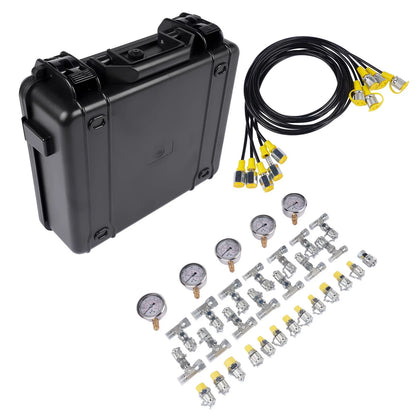 Hydraulic Pressure Test Kit for Automotive (5 Gauges, 5 Hoses, 13 Couplings, 14 Tee Connectors)