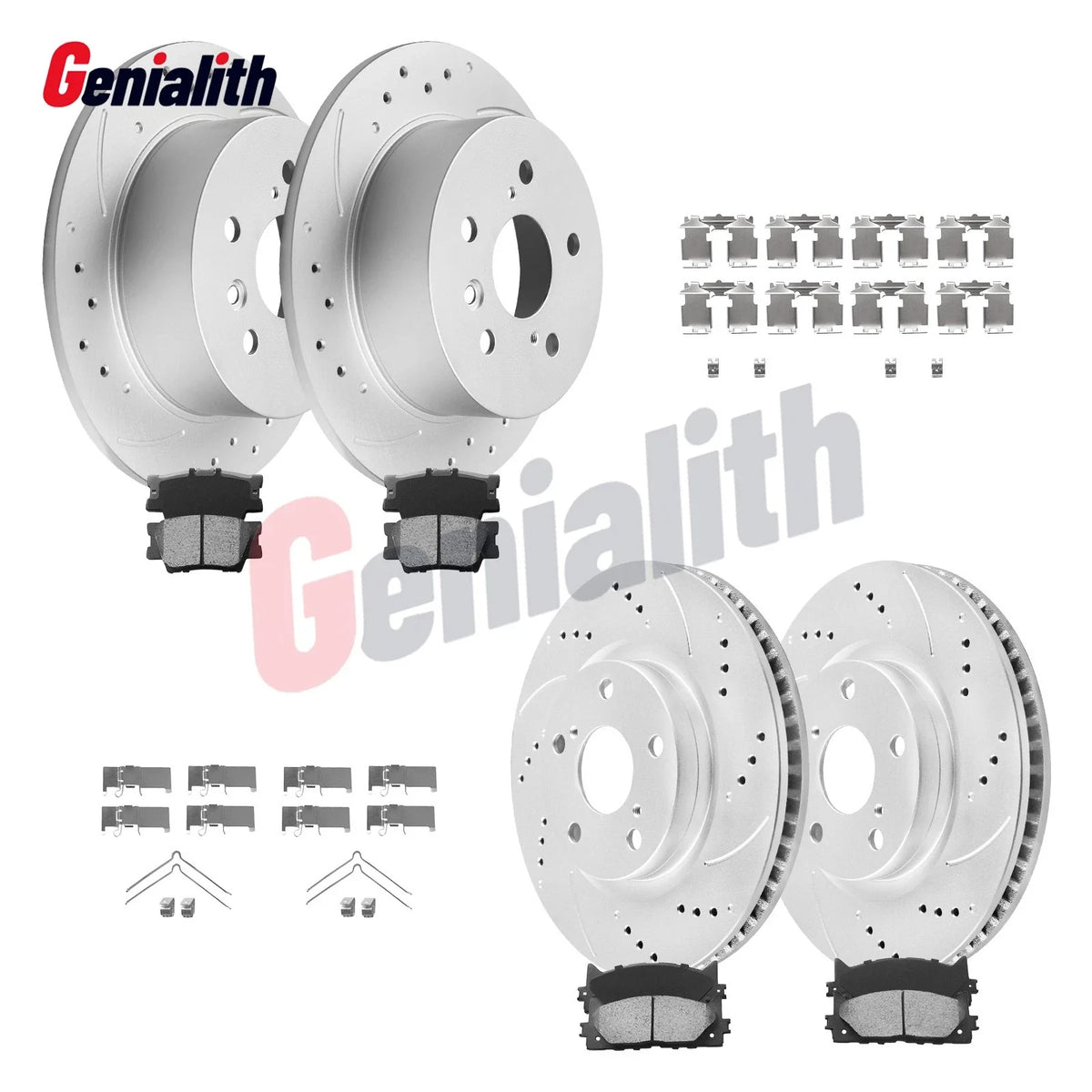 Front & Rear Disc Rotors Brake Pads Kit for Toyota Avalon Camry Lexus ES350 (2005–2020)