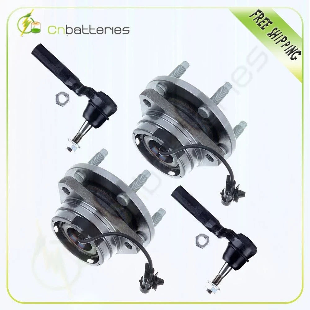 Set of 4 Hub Bearings & Outer Tie Rod Ends for Chevrolet Pontiac Saturn