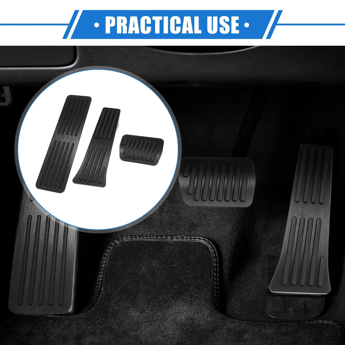 3 Pcs Gas Accelerator Brake Foot Rest Pedal for Ford Explorer (2020–2023) Black