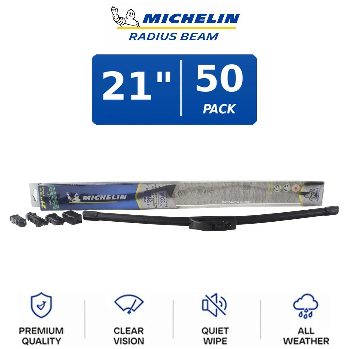 Set of 2 Michelin Radius Beam Wiper Blades 21" Curved All-Weather for Universal